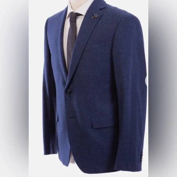 JOHN VARVATOS BLEECKER BLUE TWO BUTTON STRETCH WOOL BLEND BLAZER